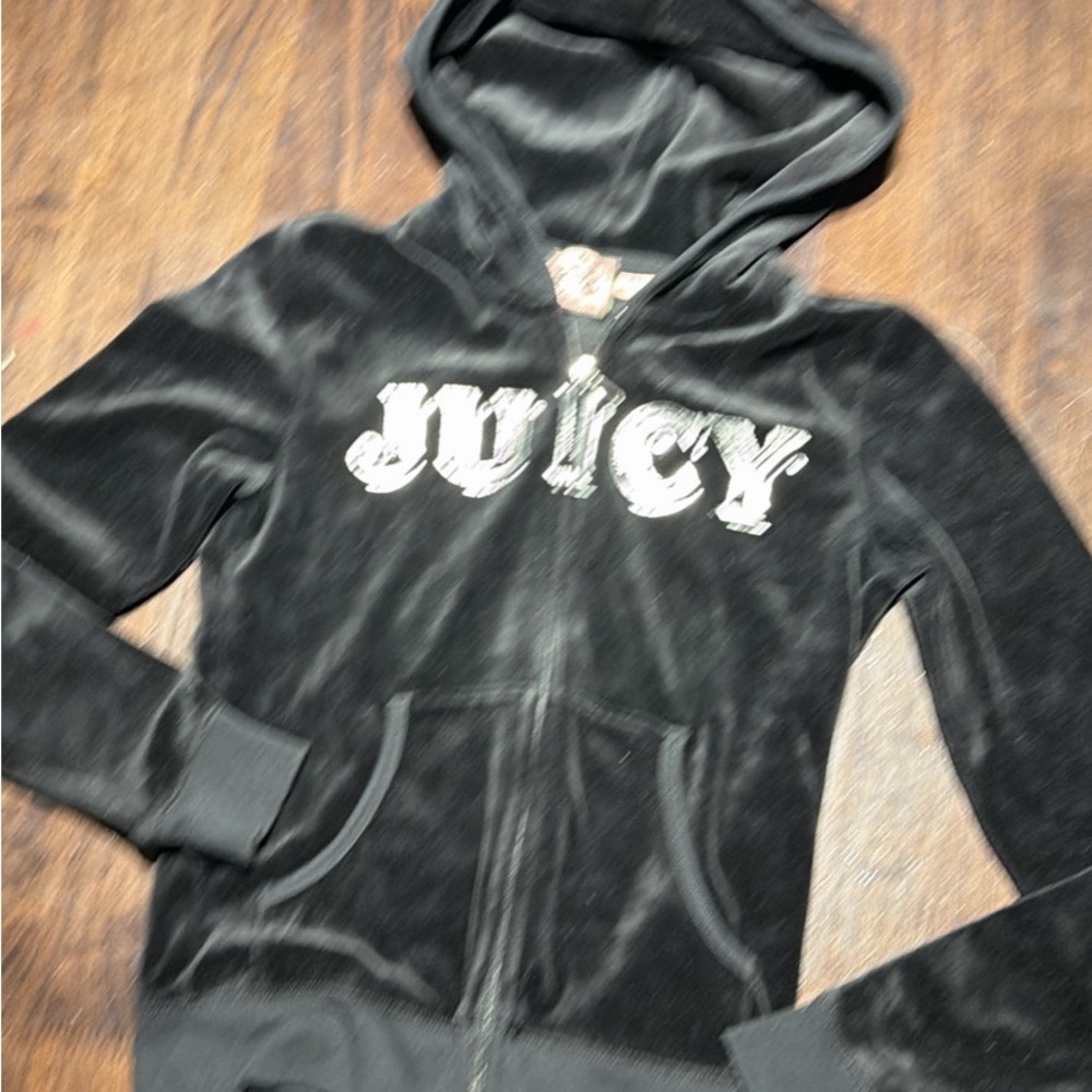 Juicy Couture Black Velour Fabric Detail